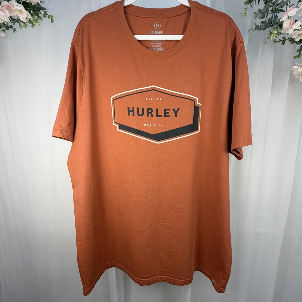 Hurley Graphic Tee Shirt - Mens XXL Burnt‎ Orange Color Classic Shirt